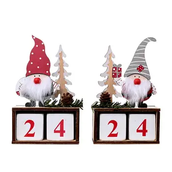 Drewniany kalendarz ozdoby na świąteczny stół, ozdoby Wesołych Świąt ozdoby dla domu Navidad 2020 prezenty Nowy rok 2021