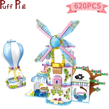 620шт wiatrak marzenie dom bloki kompatybilne przyjaciele dla dziewczynki miasto balon Księżniczka cegły dziecięca zabawka prezent