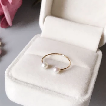 14 K złota wypełnione naturalne perły pierścienie pięści pierścienie złote ozdoby Mujer Bague Femme ręcznie minimalizm biżuteria Boho pierścień dla kobiet
