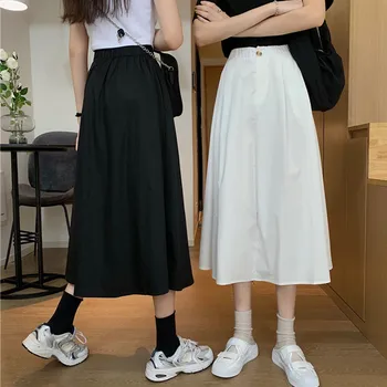 Damska Spódnica Ubrania Vintage, Długie Spódnice Czarny Harajuku Lato Wysoka Talia Meble Ubrania 2021 Moda Płynącej Wolny Elastyczny Szyfon