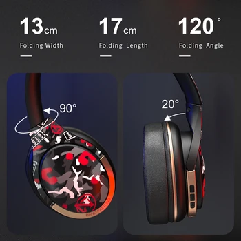 McGeSin bezprzewodowe słuchawki ręcznie malowane styl bas muzyka słuchawki Bluetooth 5.0 sport zestaw słuchawkowy obsługuje karty TF 20 godzin czas odtwarzania