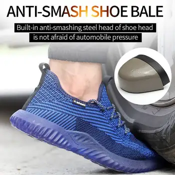 AtreGo męski stalowy nosek obuwie ochronne siatki na co dzień oddychająca odkryty trampki przebicie dowód buty wygodne, przemysłowe, sho