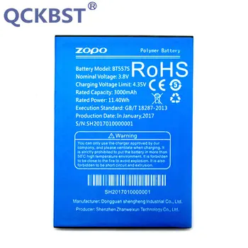 QCKBST 3000mAh BT557S bateria do telefonu komórkowego Zopo Speed 7 Plus+Kod śledzenia