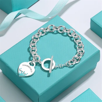 S925 srebro biżuteria 1:1 oryginalny damski bransoletka serce rozpryski wody klasyczna moda para romantyczny miesiąc miodowy prezent ślubny