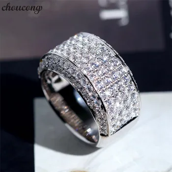 Choucong Luksusowy męski obietnica pierścień 925 srebro AAAAA cz zaręczynowy pierścionek zaręczynowy pierścionki dla kobiet dla mężczyzn partia biżuterii prezent
