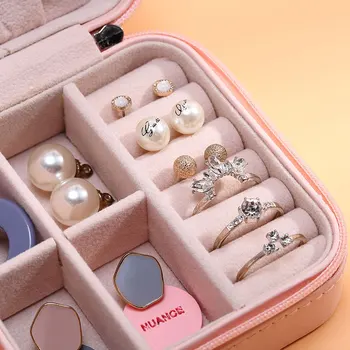 Luluhut PU skórzane pudełko do przechowywania biżuterii Travel jewelry case przenośny szkatułka na biżuterię zamek skórzany organizer do przechowywania biżuterii