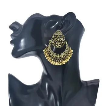 Kobiety Rocznika Kolczyki 2021 Etniczne Puste Kwiat Romany Złoty Dzwon Kolczyki Jhumka Kolczyki Indian Biżuteria Potrójne Kolczyki Akcesoria