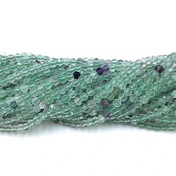 Małe koraliki z naturalnego fluorytu okrągłe 2 3 mm szlifowane małe kamienne koraliki do wyrobu biżuterii naszyjnik bransoletka DIY akcesoria (38 cm)