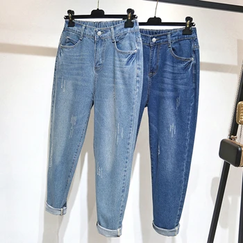 Dżinsy dla kobiet plus size wysoka talia temat ulica damska niebieski denim spodnie 4XL 5XL