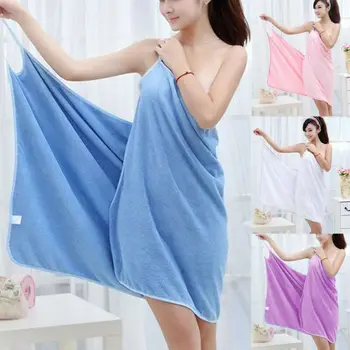 Kobiety Szybkoschnąca Farba Ręcznik Kąpielowe Tkaniny Szlafrok Plaża Spa Okład Ciała Sukienka