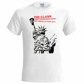 Clash American Give ' Em Enough Rope Tour Plakat Męska Koszulka Punk Strummer Jones Śmieszne Bawełniane T-Shirty Z Krótkim Rękawem