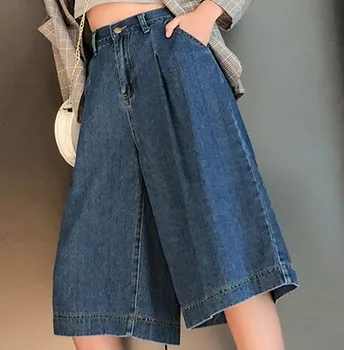 Damska wzór plus rozmiar szeroka noga denim spodenki spódnica kobiety temat przypadkowe meble ubrania bezpośrednie Feminino damskie spodenki jeans