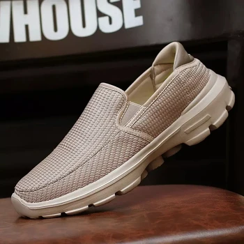 2020 wiosna nowe buty mężczyźni Slip-on mokasyny mieszkania buty mężczyźni oddychająca męska Casual buty antypoślizgowe duży rozmiar 37-45 Chaussure Homme