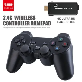 4K 3500 Games USB Wireless Console Classic Game Stick Video Game Console 8 Bit Mini Retro Controller HDMI Output Dual Player