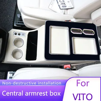 Rmrest Box Central Control LED Light Content Storage Box akcesoria do stylizacji samochodów Mercedes-Benz Vito W447 2016 2017 2018
