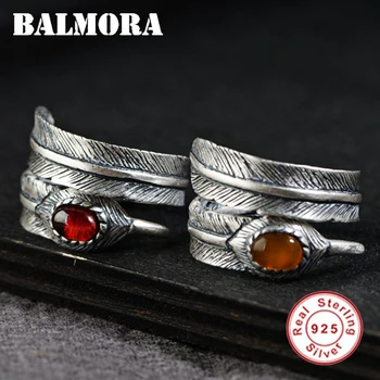 BALMORA 1 szt 925 srebro pióro zmienne wymiary pierścienie dla kobiet prezent rocznika tajski srebro biżuteria Anillos SY20868