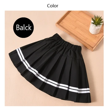 Jesień dziewczyny niebieskie czarne spódnice bawełna japońska pasek Plisowana spódnica dziewczyny mundurki szkolne w wieku 4 -16 lat schludny nastolatek odzież Dziecięca