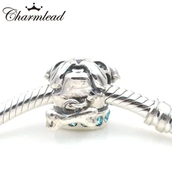 Charmlead 925 srebro koraliki miłość pies kość z CZ koraliki pasuje bransoletka DIY kobiety biżuteria