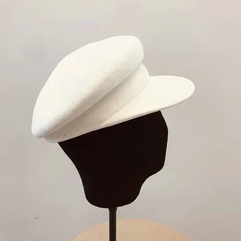 Fibonacciego białe filcu kapelusze wysokiej jakości filc wełniany moda damska czapka wojskowa фетровая kapelusz