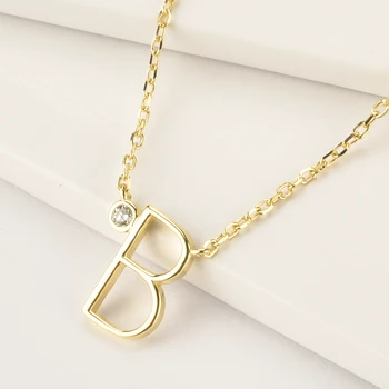 ANDYWEN 925 srebro złoto Leter A M mini rozmiar początkowy naszyjnik A B C kamień monogram naszyjnik biżuteria luksusowy prezent kobiety