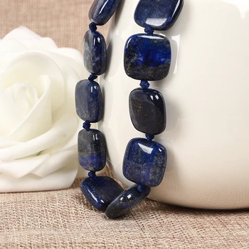 Naturalny lapis lazuli 14 mm kwadratowy naszyjnik retro naszyjnik niepowtarzalny design DIY naszyjnik odzież damska z фестивальными prezenty 18inche