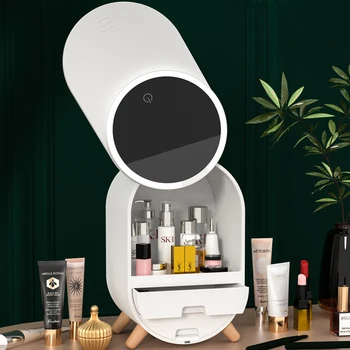 LED Light Desktop Organizer HD Mirror Creative Makeup Organizer wymienny kosmetyczny schowek przenośny kosmetyczne pudełko dropshipping