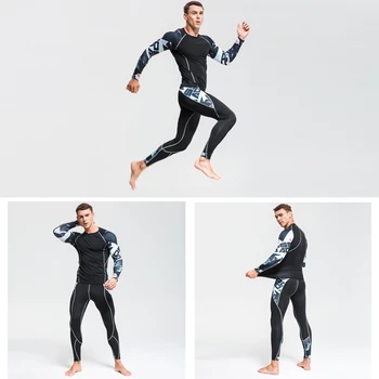 2021 męska odzież sportowa uciskowe kostiumy oddychająca odzież sportowa Męskie sportowe biegacze siłownia fitness dres do joggingu zestawy 4XL