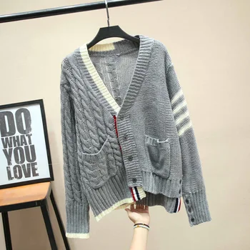 Luksusowy marka sweter z dzianiny dla kobiet V szyi Vintage asymetria wełniany sweter z dzianiny sweter