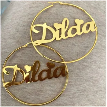 Biżuteria Spersonalizowanej Domeny Duże Kolczyki Dla Kobiet Hip-Hop Brincos Stal Nierdzewna Duży Krąg Przez Cały Bijoux Aros 2020