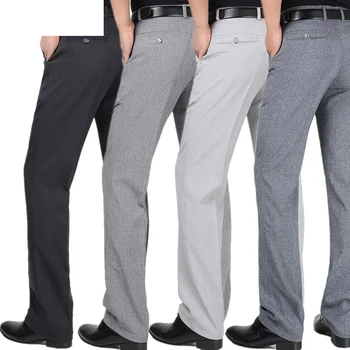 Wiosna lato garnitur spodnie dla mężczyzn temat męskie sukienki spodnie Klasyczne proste męskie formalne biznesowych cienkie lniane spodnie rozmiar 30 do 42
