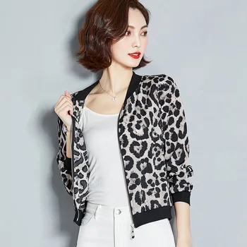 Leopard print damska kurtka cienki płaszcz kołnierz z długim rękawem бомбер kurtka dorywczo szczyty kurtka kobieta, duży rozmiar bluzki Damskie płaszcze