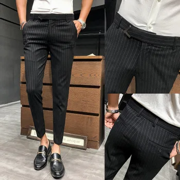 2020 nowy styl mody męskie jesienne paski biznesowe spodnie Męskie wysokiej jakości czyste, bawełniane spodnie do wypoczynku odzież plus size