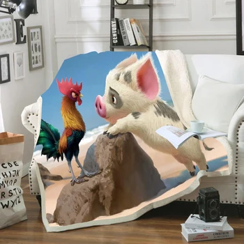 Disney kreskówki Moana Флисовое koc pluszowy 3d drukowane dla dorosłych sofa Sherpa fleece narzuta owinąć rzucić koc prezenty świąteczne