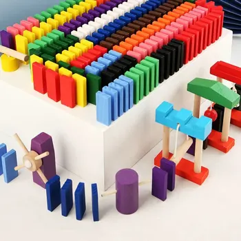 Drewniane domino akcesoria Domino mechanizm grupa 10 szt. dla dzieci zabawki edukacyjne domino zestaw zabawek dla dzieci, drewniane zabawki diy