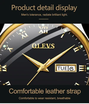 Luksusowej marki OLEVS Men Quartz Week Display Zegarki męskie zegarek z datą Man Casual ze stali nierdzewnej wodoodporny świecące zegarki