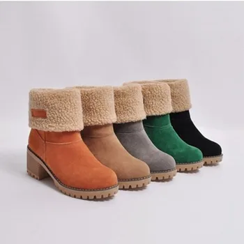 Buty damskie zima futro ciepłe zimowe buty damskie ciepłe wełniane buty botki wygodne buty, rozmiar 35-43 obuwie