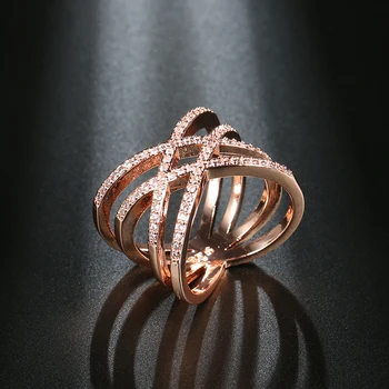 Кинель 2020 gorące różowe złoto Kobiet pierścienie geometryczne linie krzyż mody Cyrkonią pierścionek Kryształ biżuteria prezent
