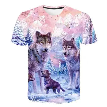 2019 new custom summer t-shirt for men, Wolf print t-shirt, 3D t-shirt for men, novelty animal t-shirts for men short sleeve