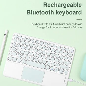 Bluetooth plac klawiatura bezprzewodowa, przenośna klawiatura Bluetooth z touchpadem do przenośnego komputera iPad Pro PC Gamer Cute Keyboard
