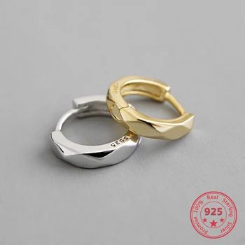 Prawdziwe kolczyki ze srebra S925 próby geometria INS prosta kratka małe kolczyki, obrączki dwukolorowe koreańskie złote kolczyki biżuteria prezent