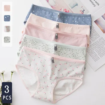 Norns new product pure cotton underwear mid-waist sweet and fresh young girl student majtki