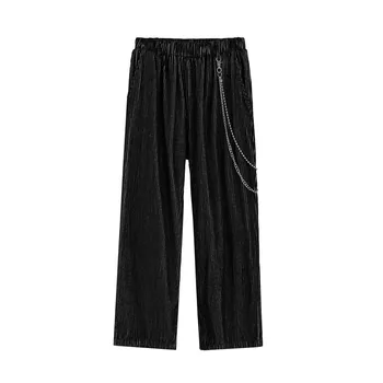 Harajuku вельветовая łańcuch temat spodnie męskie i damskie elastyczne proste jesienne spodnie oversize hip-hop casual spodnie