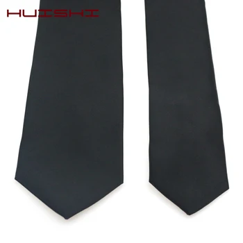 HUISHI duża sprzedaż hurtowa proste proste czarne męskie krawaty 8 cm i 6 cm biznesowych krawaty żakardowe tkaniny poliestrowe drobne prezenty ślubne
