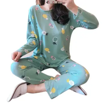 Damska piżama z długim rękawem zestaw zwierząt kreskówek piżamy temat Piżam L-2XL 62KE