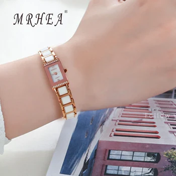 Ultra mały dial zegarek damski mini ultra-cienki Ceramiczny pasek cienki wodoodporny koreański biały diament modny trend mały