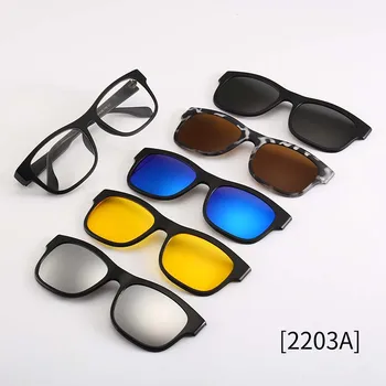5+1 obiektyw retro spolaryzowane światło kwadratowe okulary Mężczyźni Kobiety klipy Magnes adsorpcji okulary Moda okulary z skrzynią