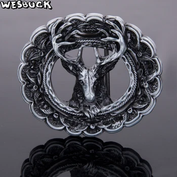 5 szt. MOQ WesBuck Brand Fashion 3D Jelenia głowa klamra paska metalu Zachodni kowboj łoś klamra