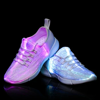 Światłowodowa buty dla dzieci mężczyźni kobiety USB ładowanie świecące buty do biegania mężczyźni świecące led buty dla dziewczynek, chłopców 25-46