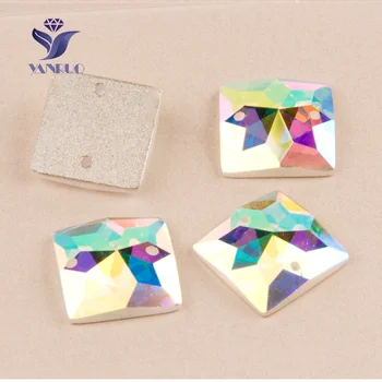 YANRUO 2310TH Square Crystal AB Large 40mm Super Glass Mirror For Rhinestones Clothes Stones Crystal Sew On Strass DY Craft