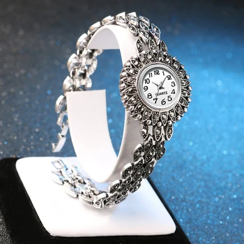 2019 nowa moda antyczny srebrny bransoletka zegarek Kwarcowy zegarek zegarka zegarki damskie luksusowe sukienki damskie zegarek Kwarcowy zegarek Montre Femme